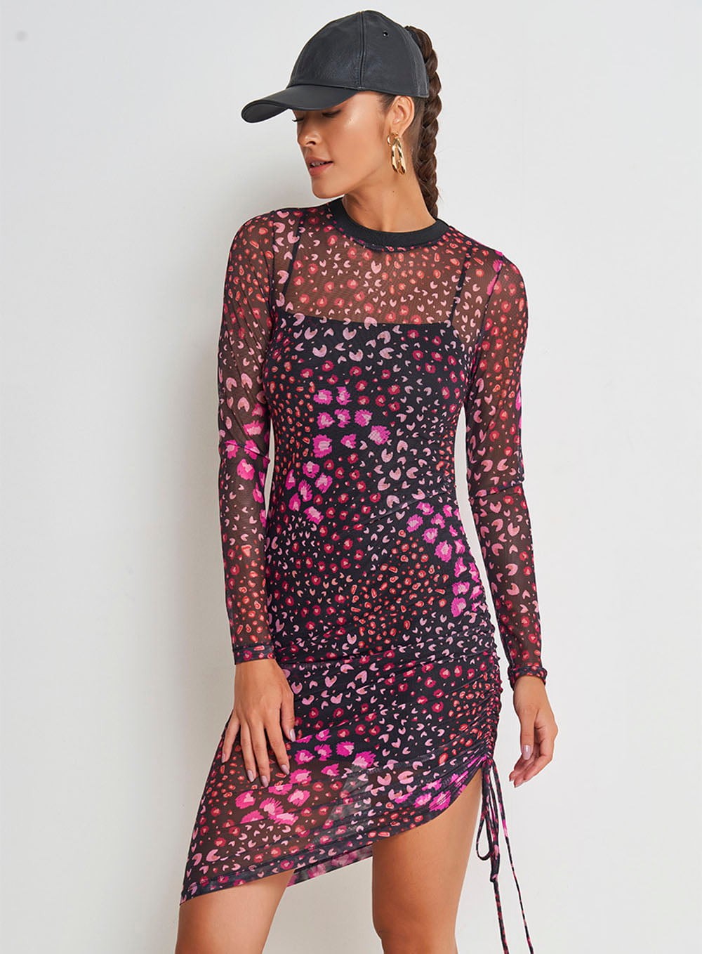 Vestido Tule Preto Estampado Florido Colcci 0445700506