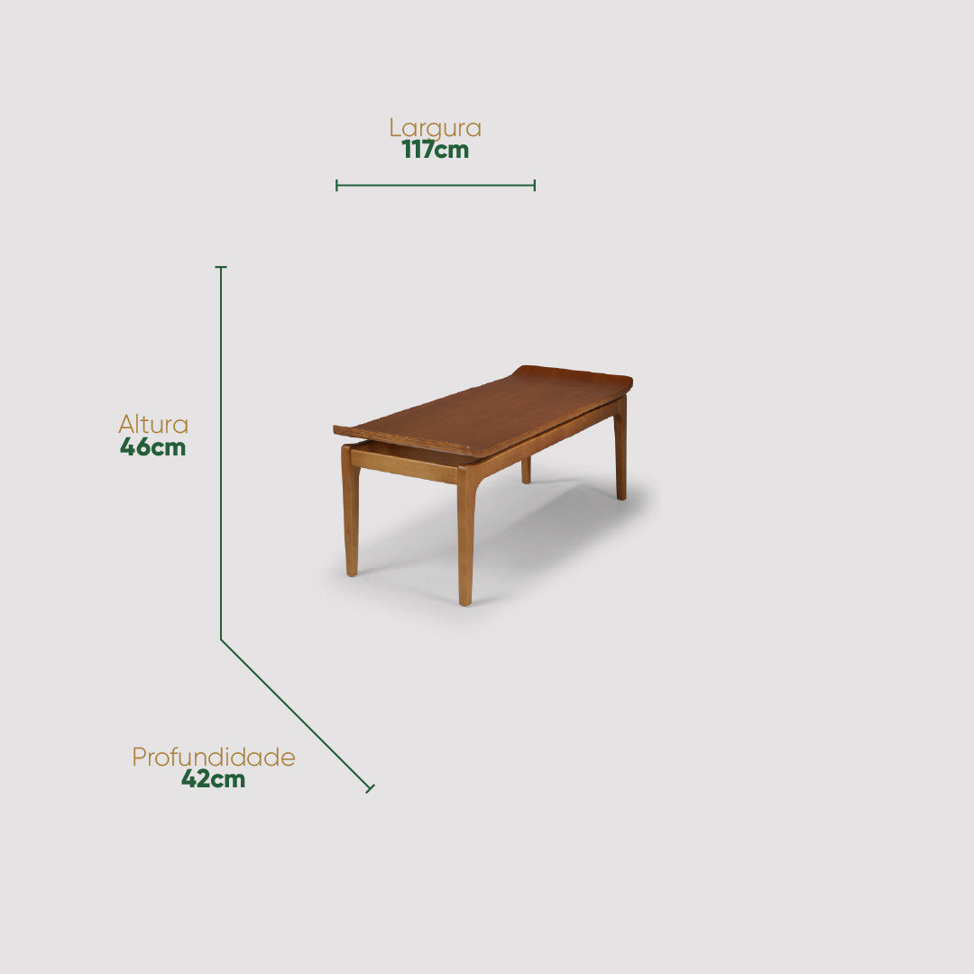 Banco 2 Lugares Brioni em Madeira Maciça para Sala de Jantar Banco 2 Lugares Brioni em Madeira Maciça para Sala de Jantar