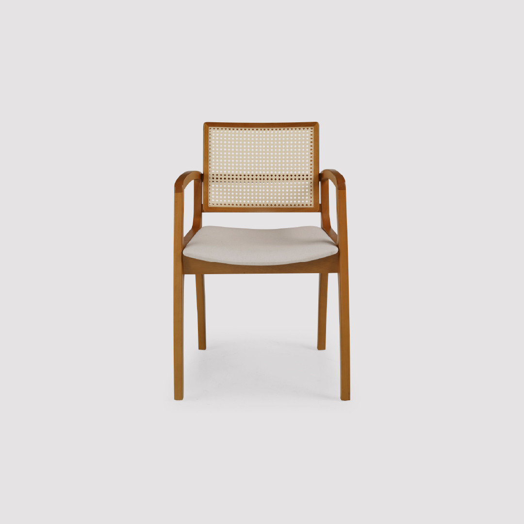 Cadeira Pisa com Braço em Madeira Maciça e Tela Portuguesa Premium Cadeira Pisa com Braço em Madeira Maciça e Tela Portuguesa Premium