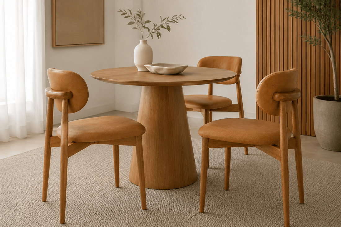 Cadeira Porto Estofada Corino Caramelo em Madeira Maciça cor Imbuia com Design Minimalista Cadeira Porto Estofada Corino Caramelo em Madeira Maciça cor Imbuia com Design Minimalista