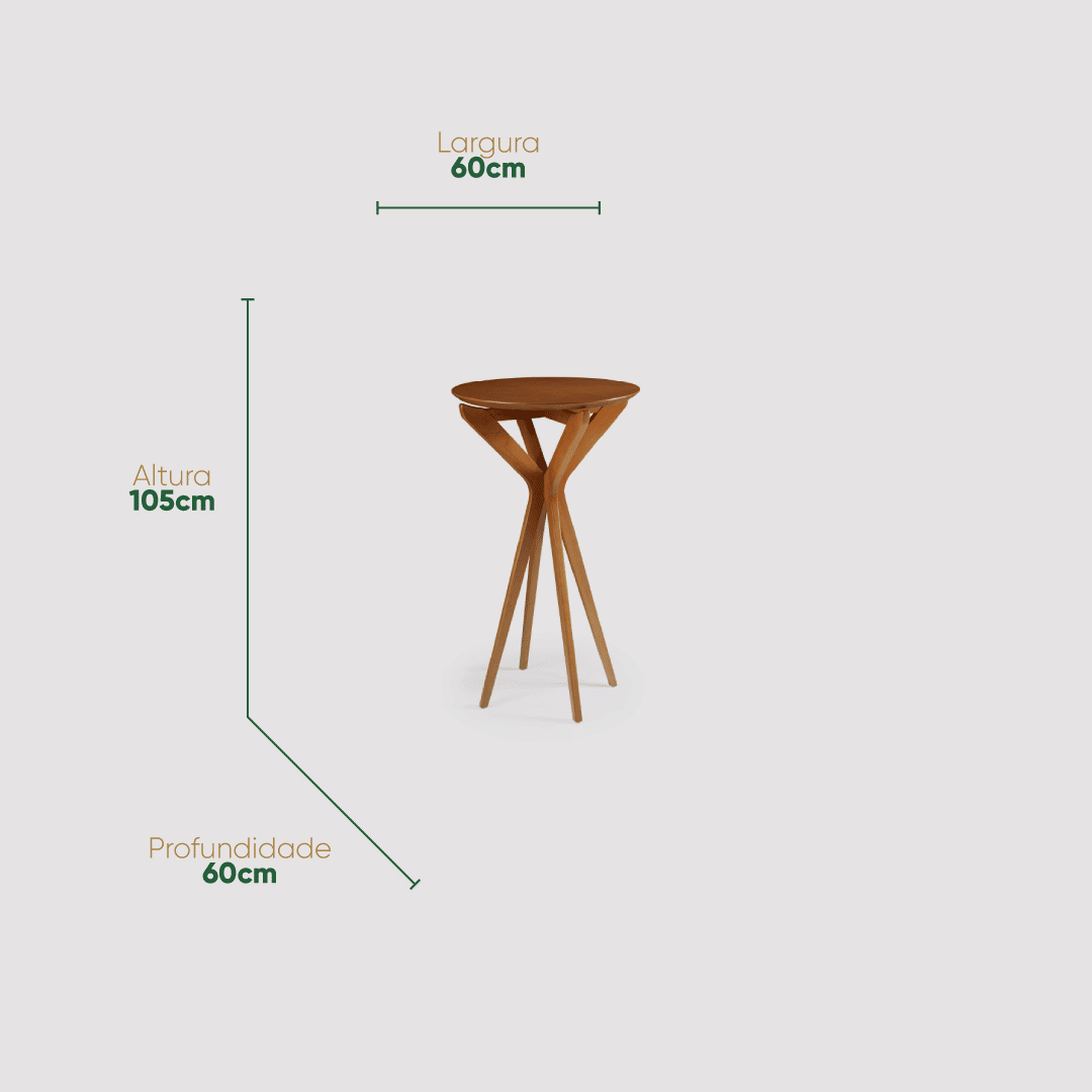 Mesa Bistrô Brioni em Madeira Maciça Design Escultural Moderna Mesa Bistrô Brioni em Madeira Maciça Design Escultural Moderna