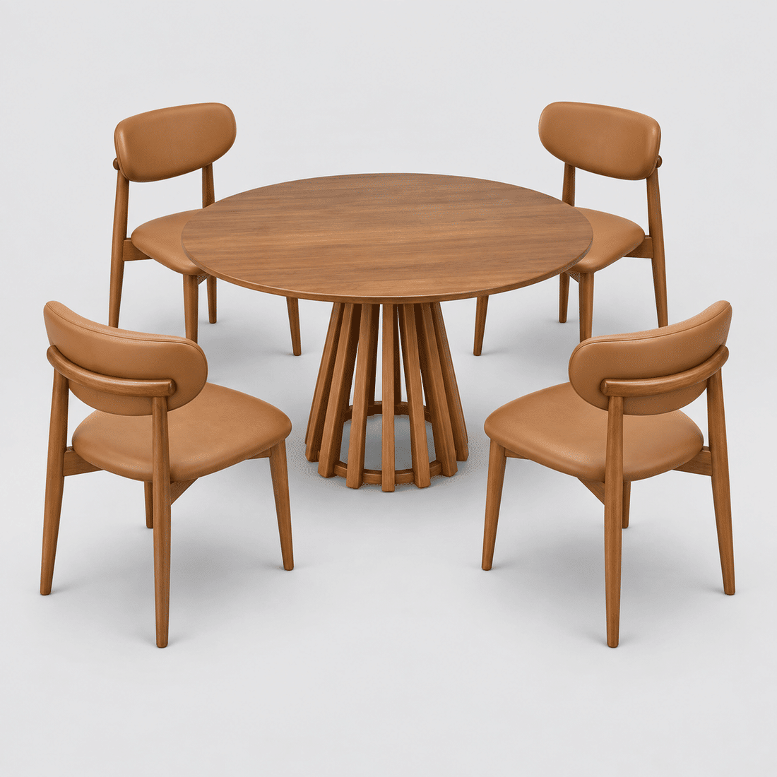 Conjunto De Jantar Mesa Redonda Lira Com 4 Cadeiras Porto Caramelo Conjunto De Jantar Mesa Redonda Lira Com 4 Cadeiras Porto Caramelo