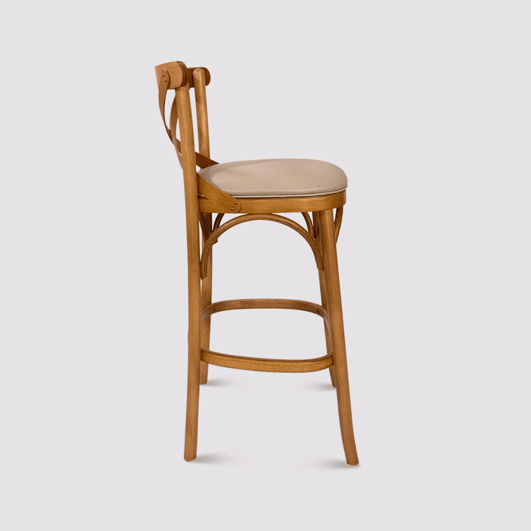 Banqueta Espanha X Imbuia em Madeira Maciça Estofada Banqueta Espanha X Imbuia em Madeira Maciça Estofada