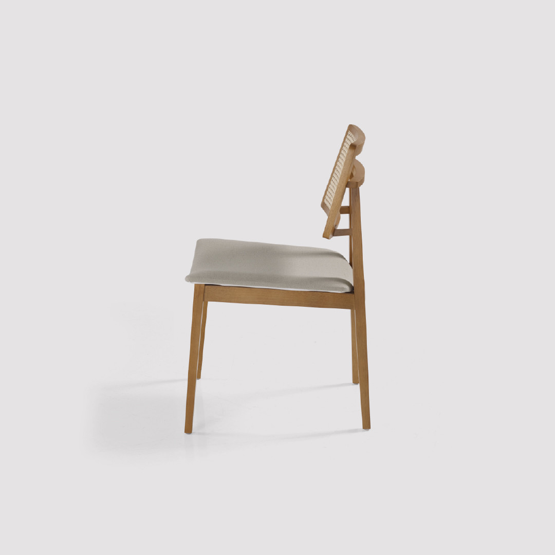 Cadeira de Jantar Bellagio em Madeira Maciça com Tela Natural Cadeira de Jantar Bellagio em Madeira Maciça com Tela Natural