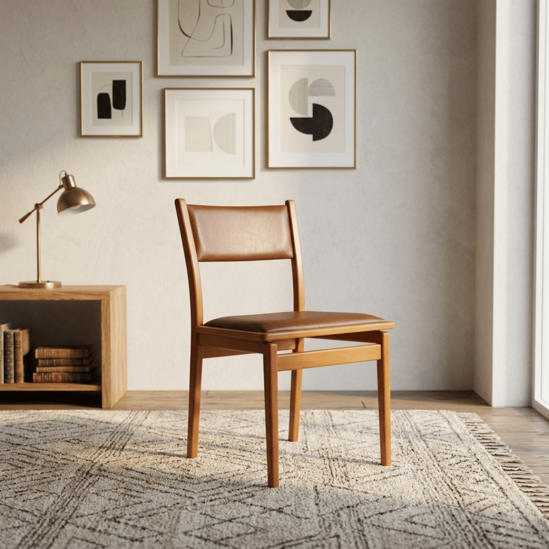 Cadeira Asolo Estofada em Madeira Maciça com Design Contemporâneo Equilibrado Cadeira Asolo Estofada em Madeira Maciça com Design Contemporâneo Equilibrado