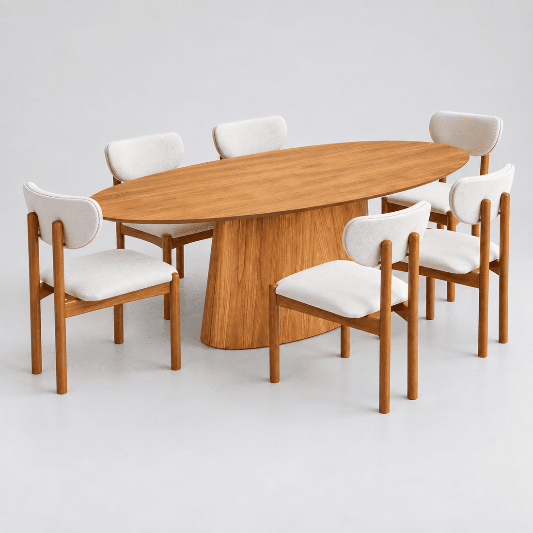 Conjunto De Jantar Mesa Oval Alana 240x120cm Com 6 Cadeiras Veneza Conjunto De Jantar Mesa Oval Alana 240x120cm Com 6 Cadeiras Veneza