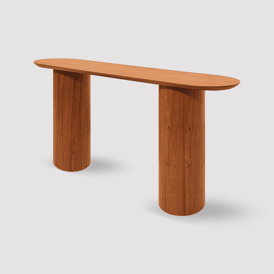 Aparador Luna em Madeira Laminada com Base Cilíndrica Design Moderno Aparador Luna em Madeira Laminada com Base Cilíndrica Design Moderno