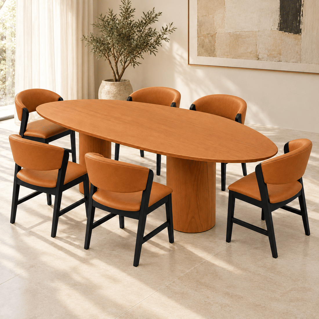 Conjunto De Jantar Mesa Nilo Organica Em Madeira Laminada Com Cadeira Seul Braços em Madeira Cor Preto Laqueado Conjunto De Jantar Mesa Nilo Organica Em Madeira Laminada Com Cadeira Seul Braços em Madeira Cor Preto Laqueado