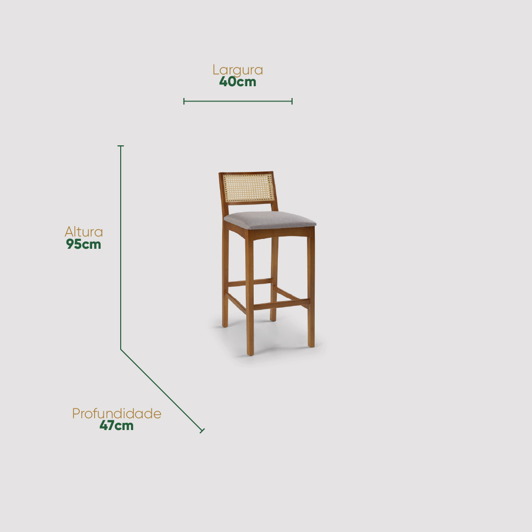 Banqueta Cremona em Madeira Maciça com Encosto em Tela Banqueta Cremona em Madeira Maciça com Encosto em Tela