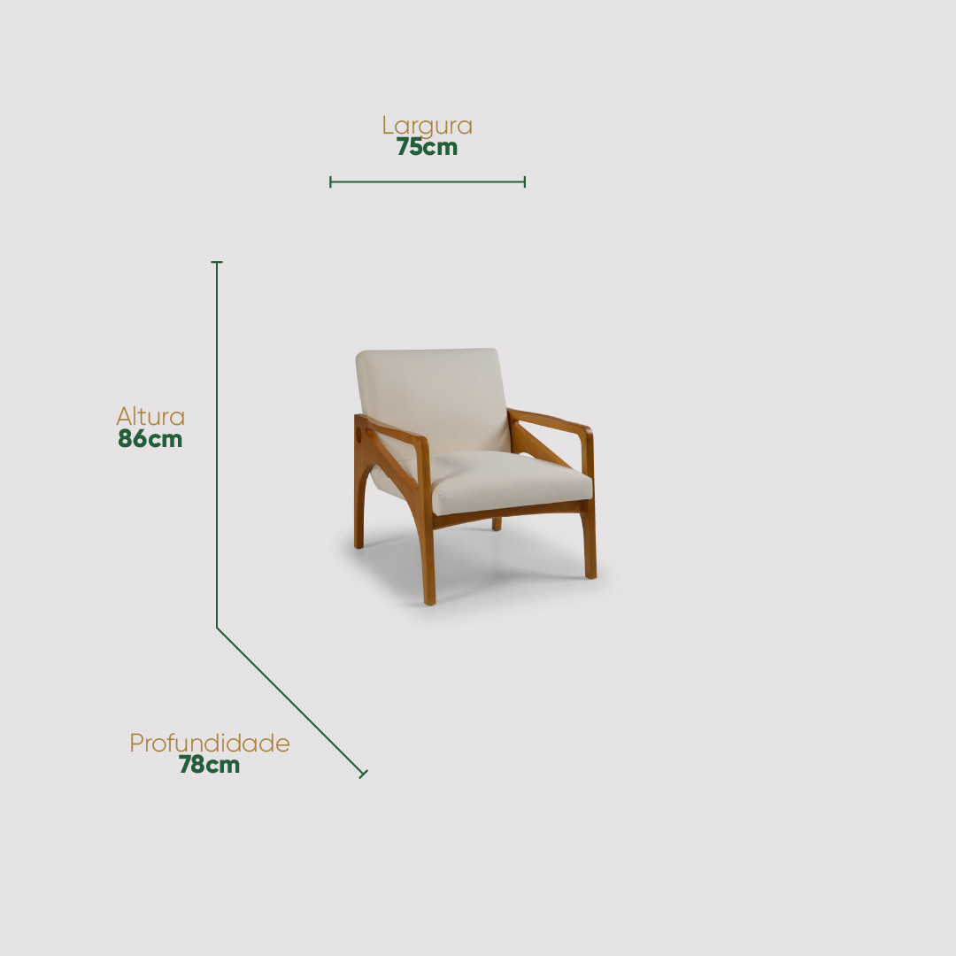 Poltrona de Madeira Maciça Estofada Bormio Premium Poltrona de Madeira Maciça Estofada Bormio Premium
