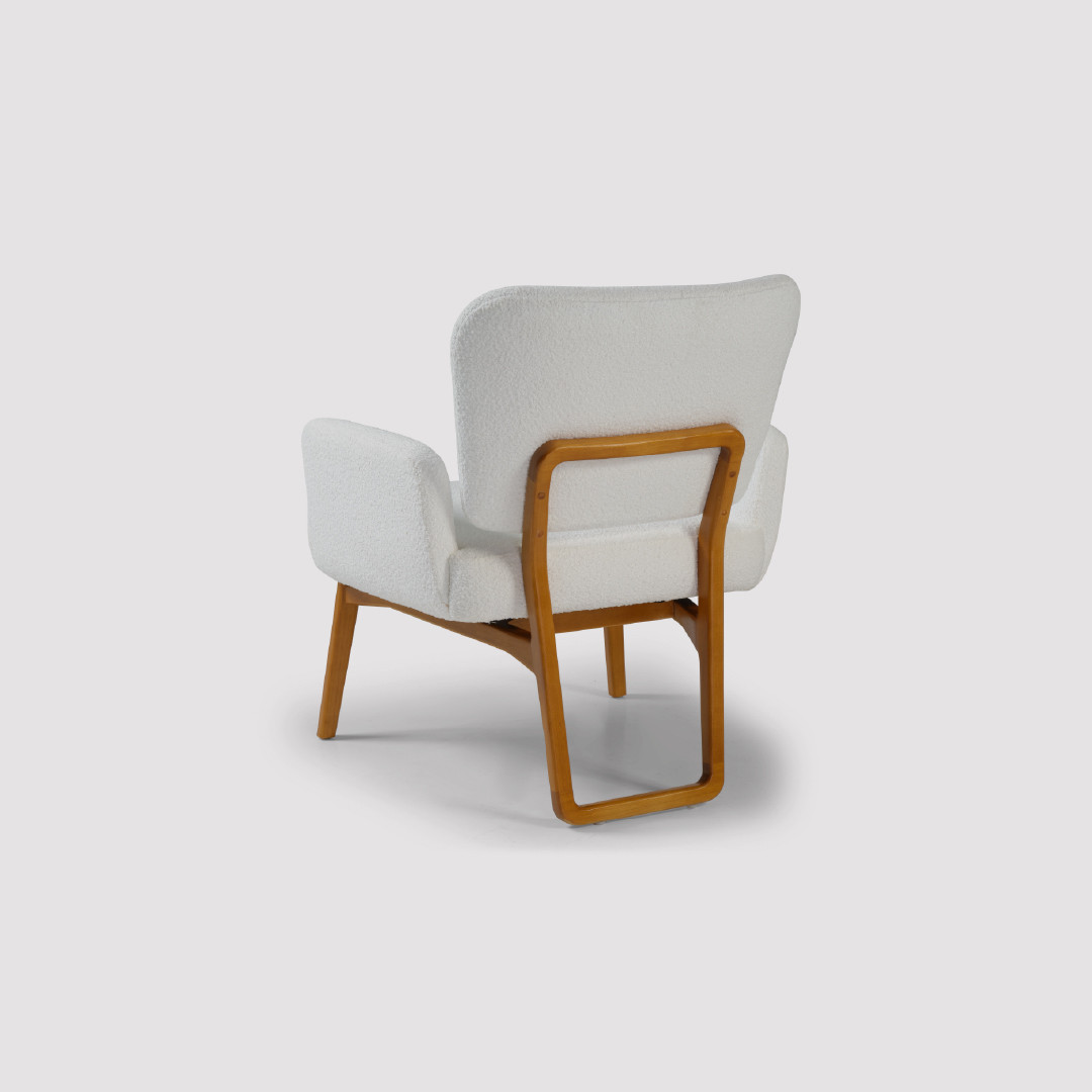 Poltrona de Madeira Maciça Estofado Bouclé Varenna Moderna Poltrona de Madeira Maciça Estofado Bouclé Varenna Moderna