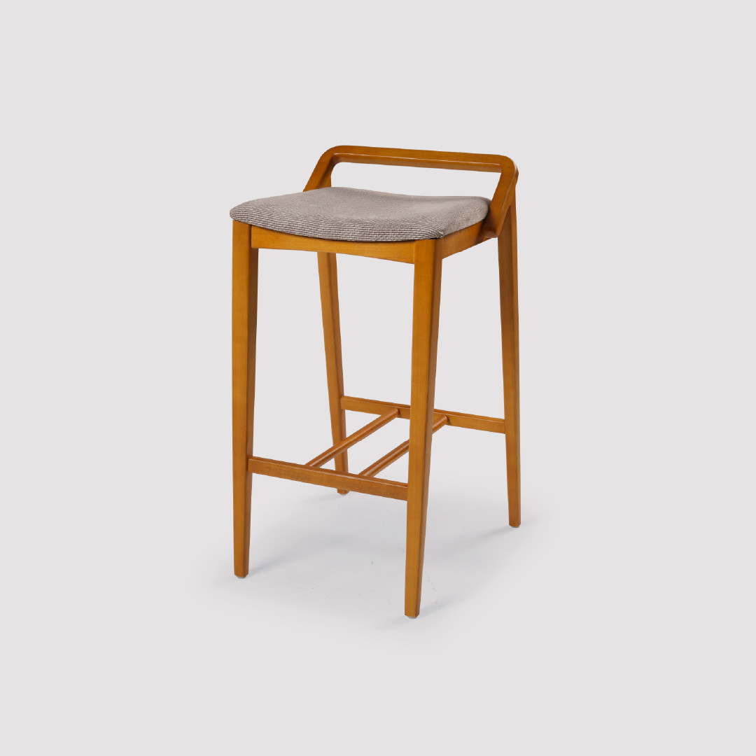Banqueta de Madeira Maciça Estofada Orvieto Ergonômica