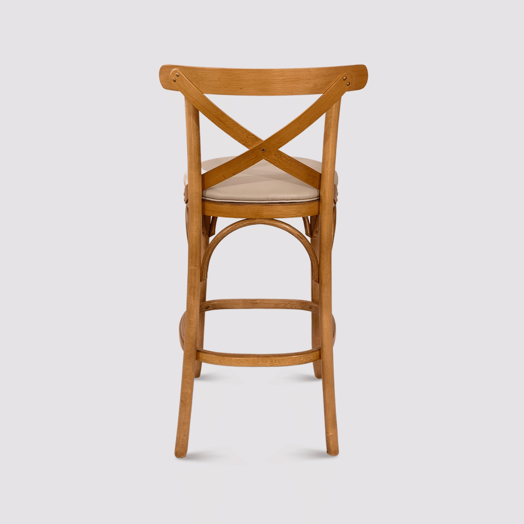 Banqueta Espanha X Imbuia em Madeira Maciça Estofada Banqueta Espanha X Imbuia em Madeira Maciça Estofada