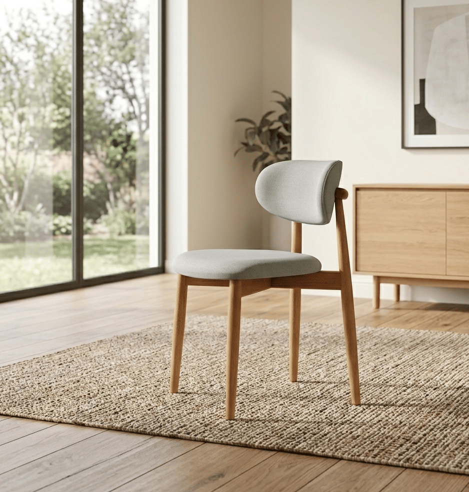 Cadeira Porto Estofada em Madeira Maciça com Design Minimalista