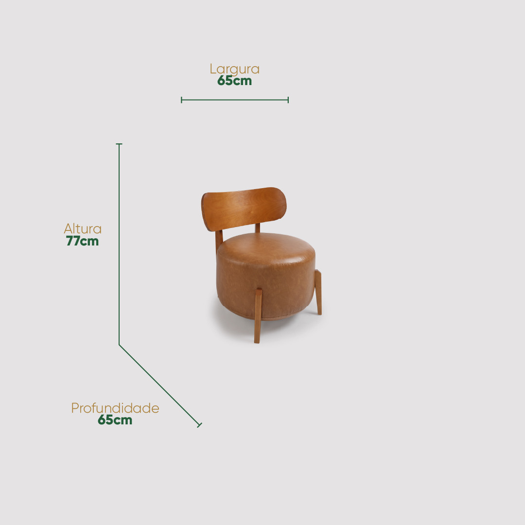 Poltrona Puff em Madeira Maciça Torino Design Moderno