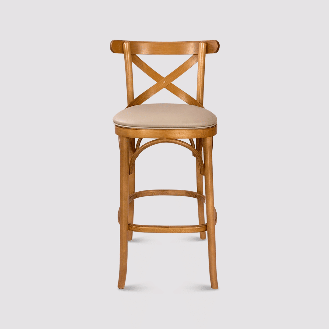 Banqueta Espanha X Imbuia em Madeira Maciça Estofada Banqueta Espanha X Imbuia em Madeira Maciça Estofada