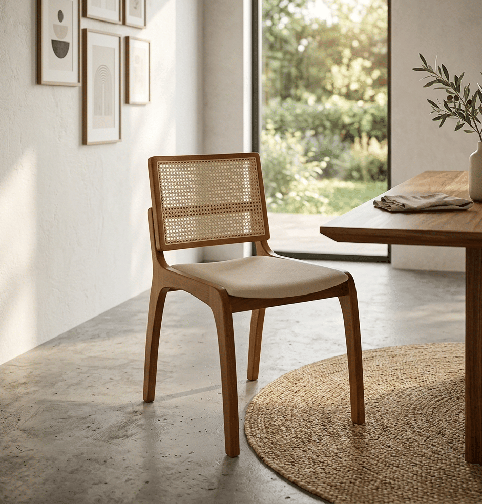 Cadeira Pisa em Madeira Maciça com Tela Portuguesa e Design Leve Cadeira Pisa em Madeira Maciça com Tela Portuguesa e Design Leve