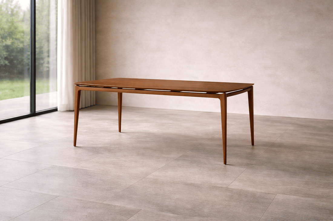 Mesa de Jantar Brioni 6 a 8 Lugares em Madeira Maciça Design Slim Mesa de Jantar Brioni 6 a 8 Lugares em Madeira Maciça Design Slim