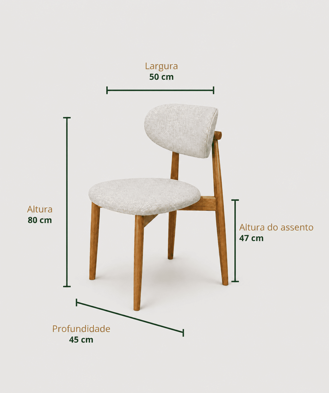 Cadeira Porto Estofada Linho Off-White em Madeira Maciça cor Imbuia com Design Minimalista Cadeira Porto Estofada Linho Off-White em Madeira Maciça cor Imbuia com Design Minimalista