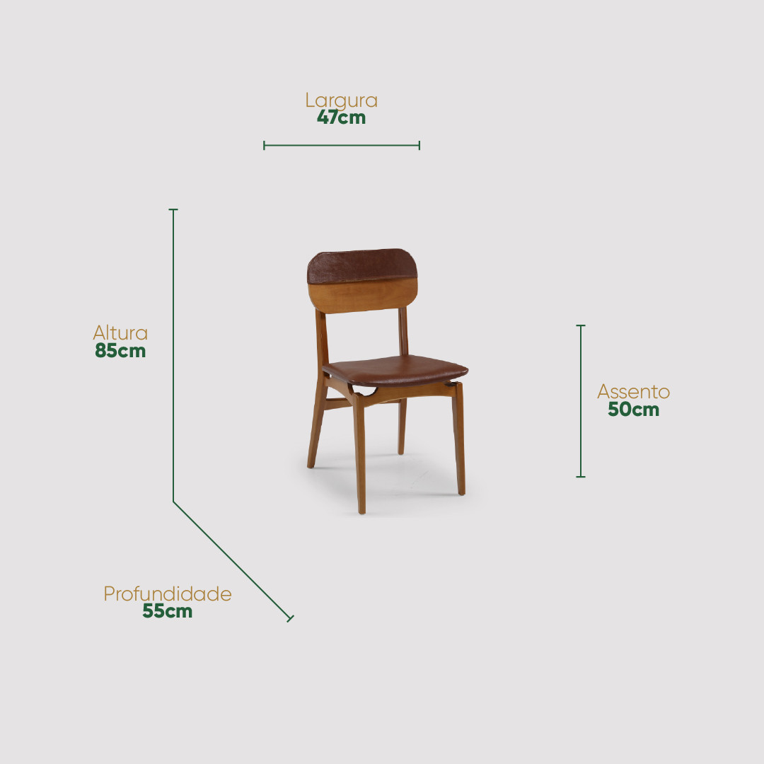 Cadeira Milano Estofada em Madeira Maciça com Design Elegante e Atemporal
