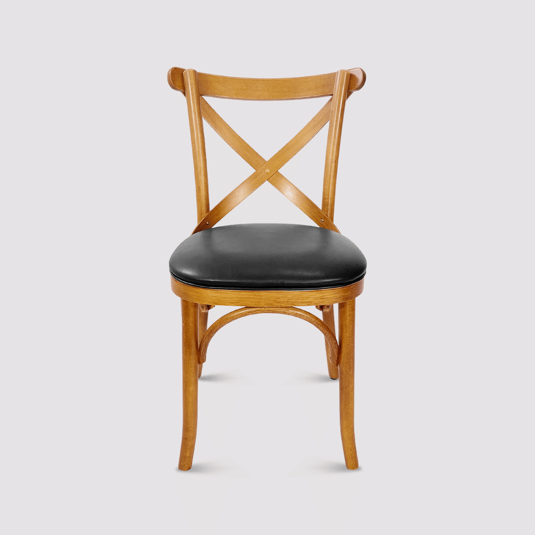 Cadeira Espanha X em Madeira Maciça Tauari com Design Rústico Estofado Cadeira Espanha X em Madeira Maciça Tauari com Design Rústico Estofado