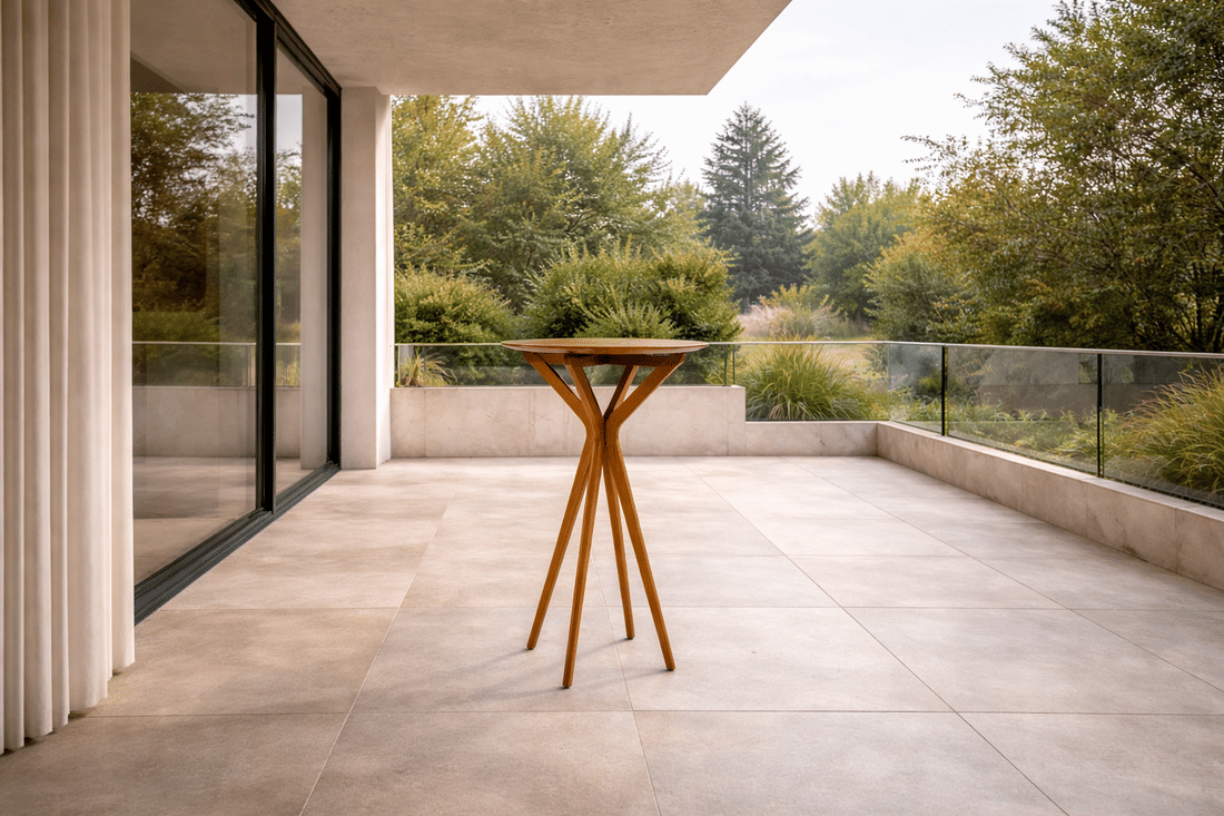 Mesa Bistrô Brioni em Madeira Maciça Design Escultural Moderna Mesa Bistrô Brioni em Madeira Maciça Design Escultural Moderna