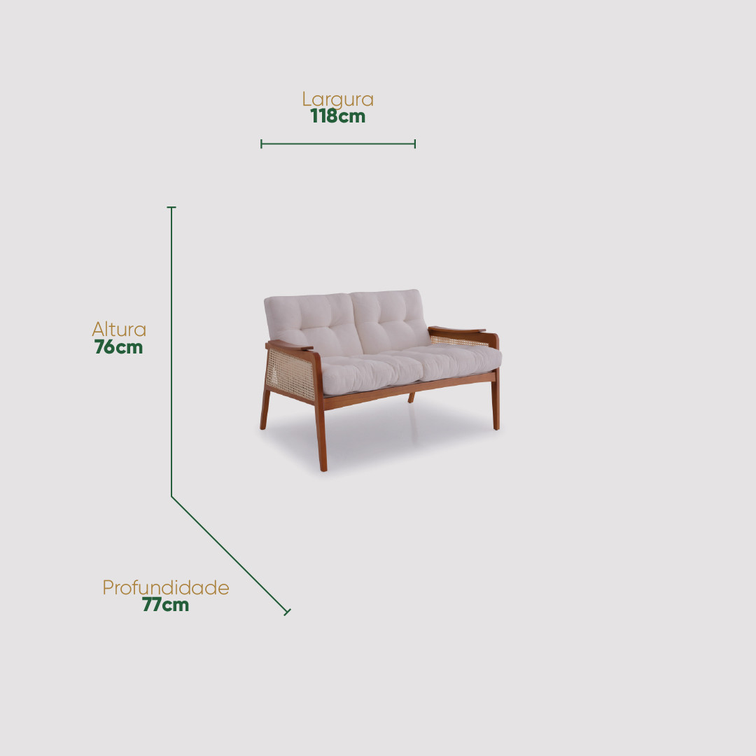 Namoradeira Verona em Madeira Maciça com Tela Sextavada e Linho Namoradeira Verona em Madeira Maciça com Tela Sextavada e Linho