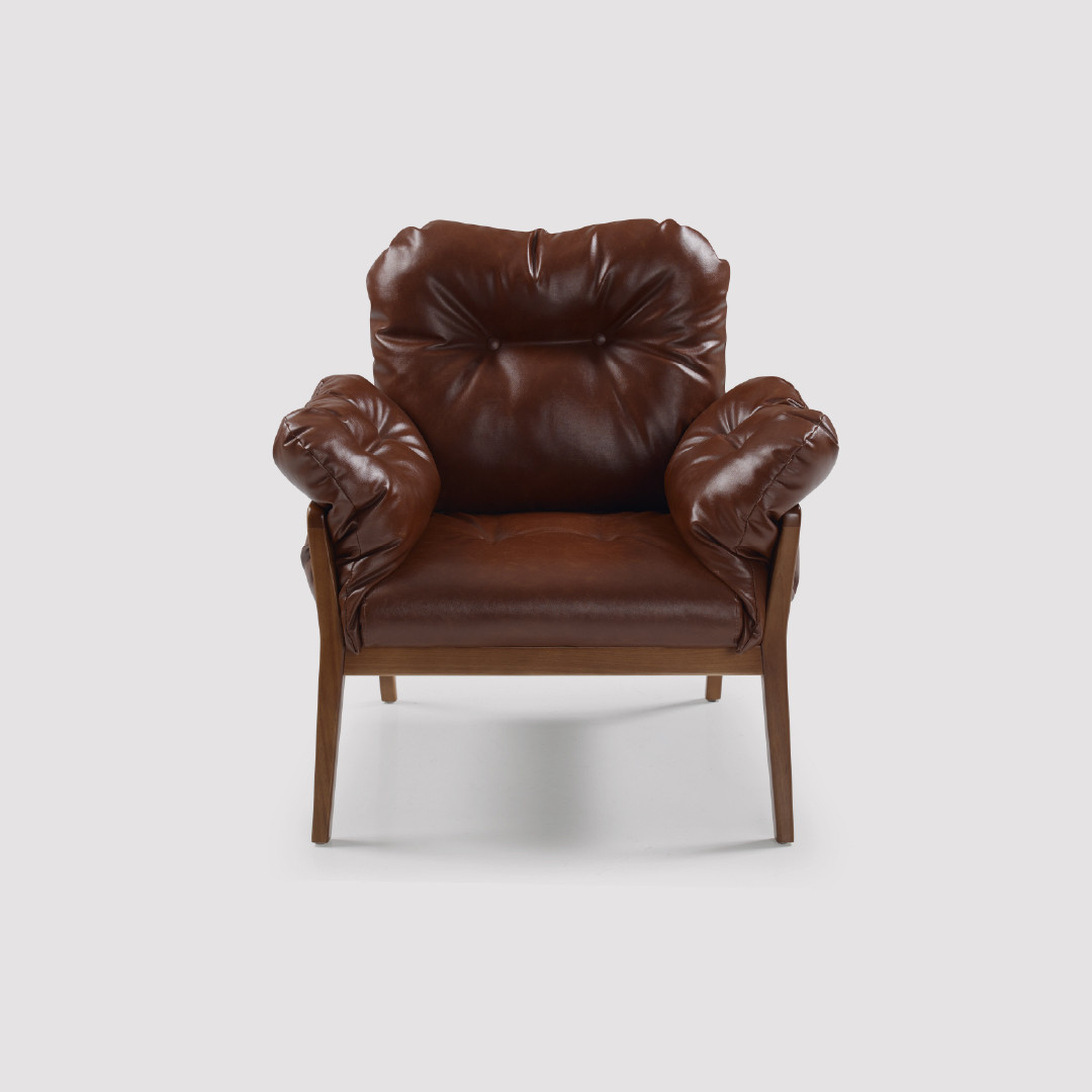 Poltrona de Madeira Maciça Capitonê Kila Sofisticada Poltrona de Madeira Maciça Capitonê Kila Sofisticada