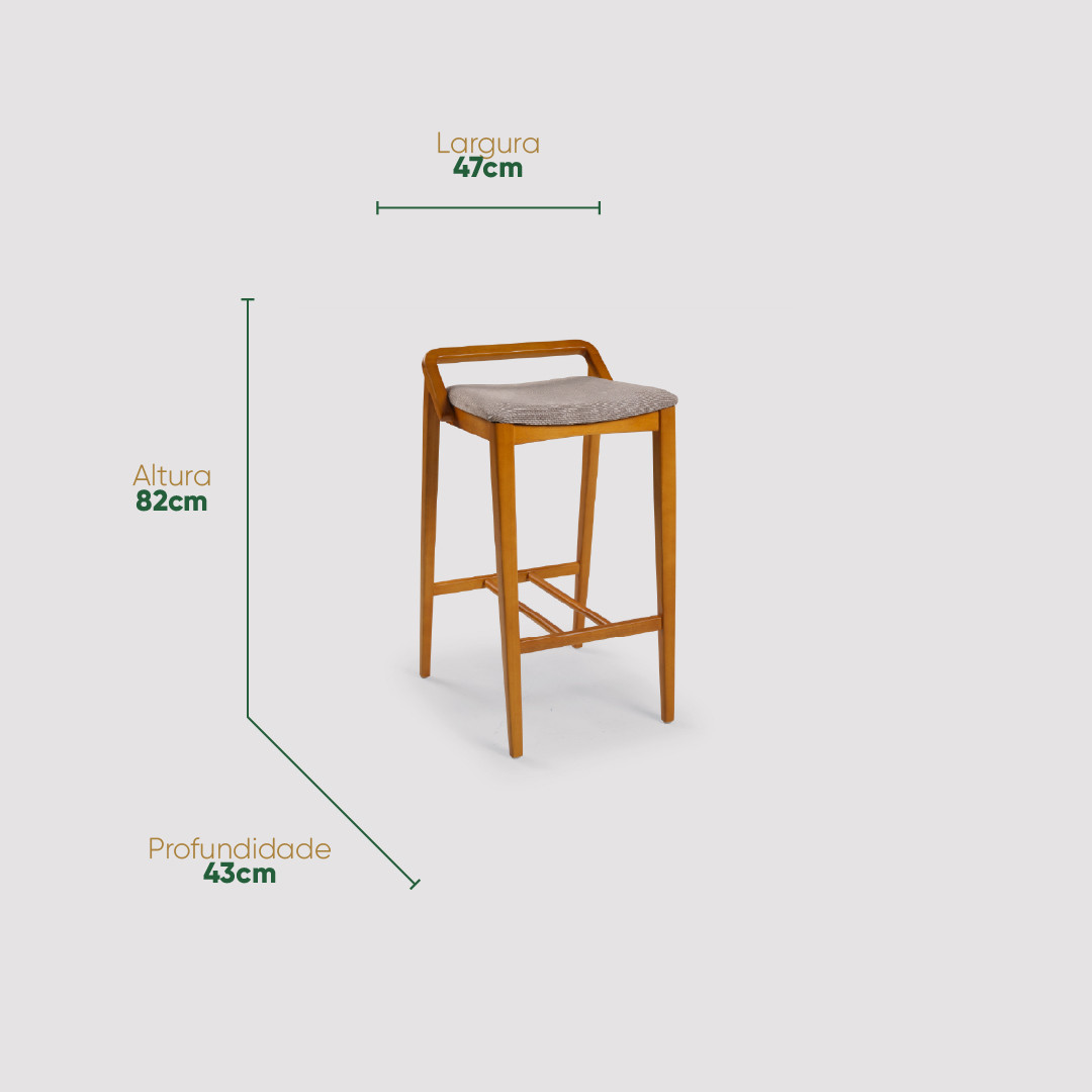 Banqueta de Madeira Maciça Estofada Orvieto Ergonômica