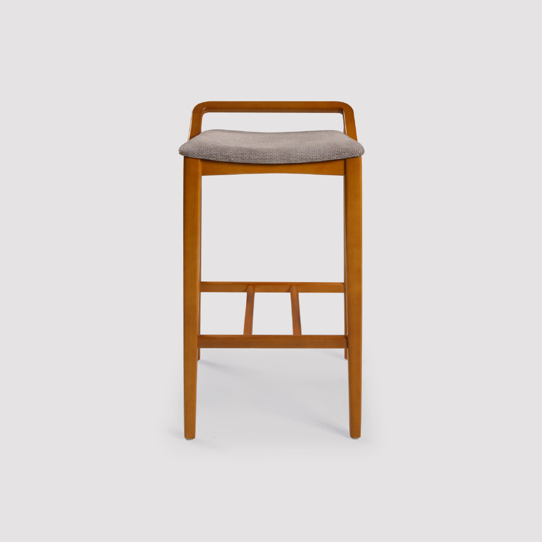 Banqueta de Madeira Maciça Estofada Orvieto Ergonômica