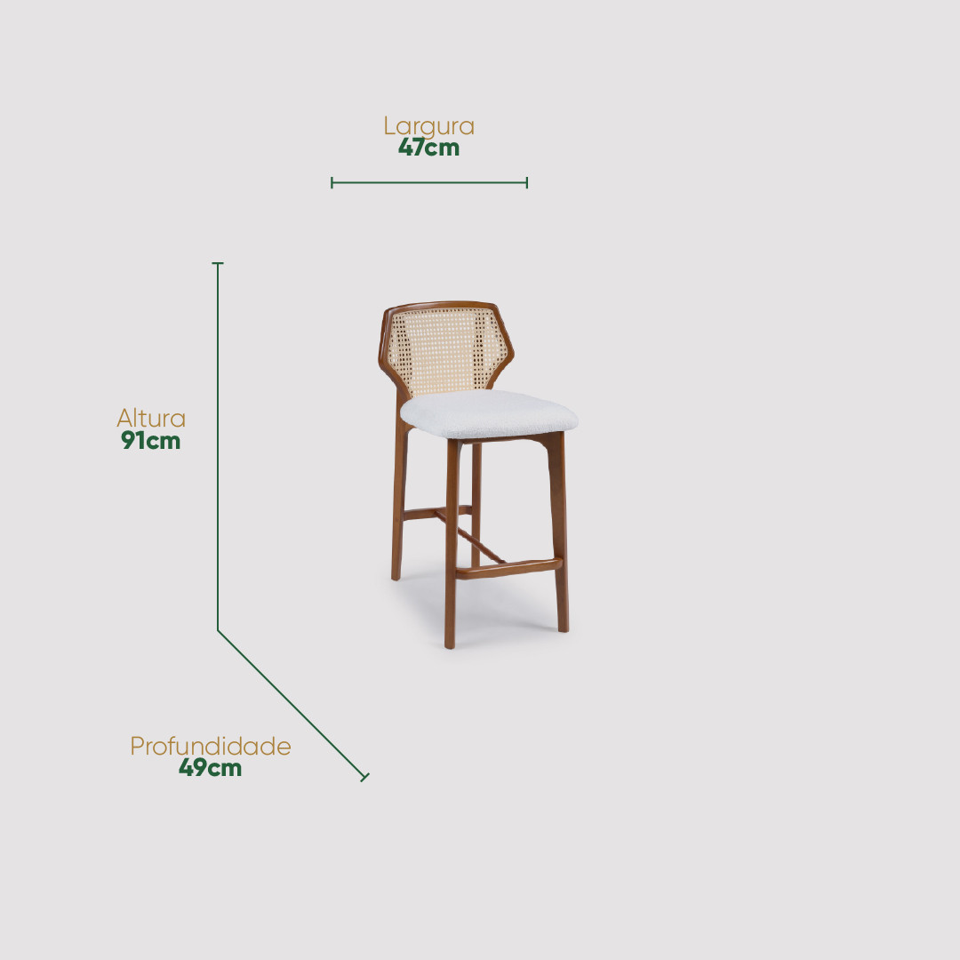 Banqueta de Madeira Maciça com Encosto em Tela Rialto Premium Banqueta de Madeira Maciça com Encosto em Tela Rialto Premium