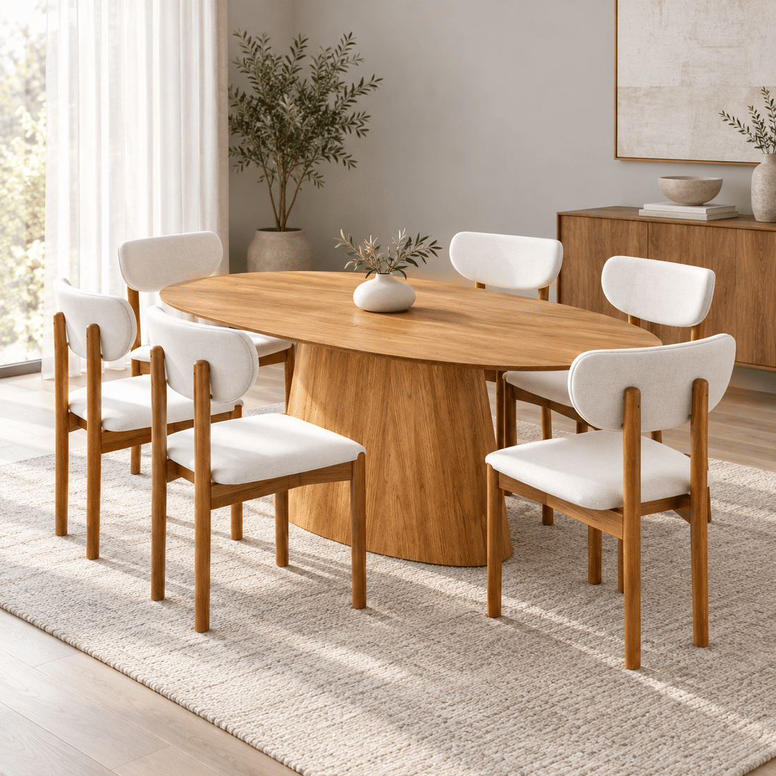 Conjunto De Jantar Mesa Oval Alana 240x120cm Com 6 Cadeiras Veneza Conjunto De Jantar Mesa Oval Alana 240x120cm Com 6 Cadeiras Veneza