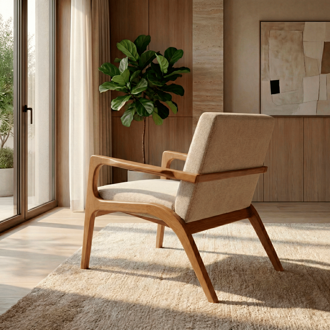 Poltrona de Madeira Maciça Estofada Brioni Poltrona de Madeira Maciça Estofada Brioni