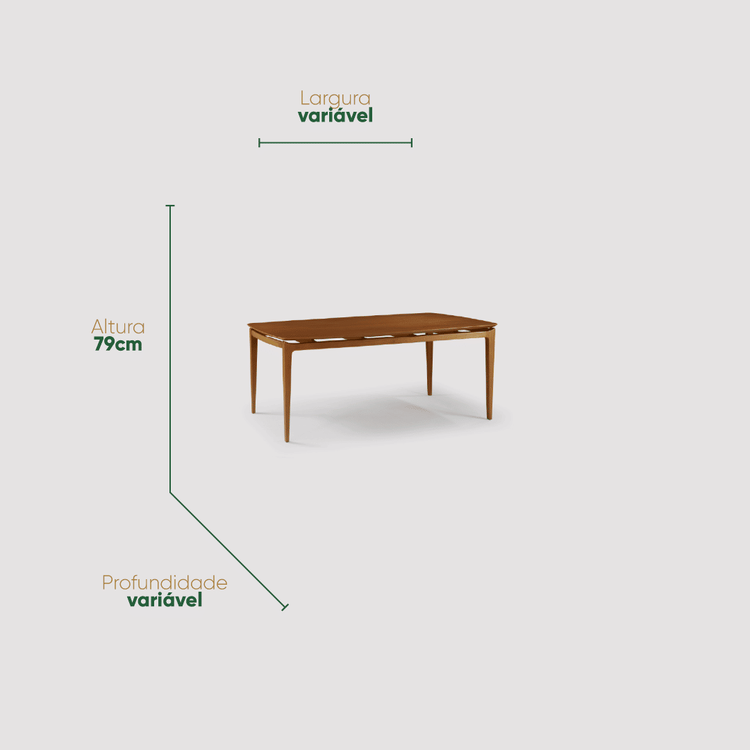 Mesa de Jantar Brioni 6 a 8 Lugares em Madeira Maciça Design Slim Mesa de Jantar Brioni 6 a 8 Lugares em Madeira Maciça Design Slim