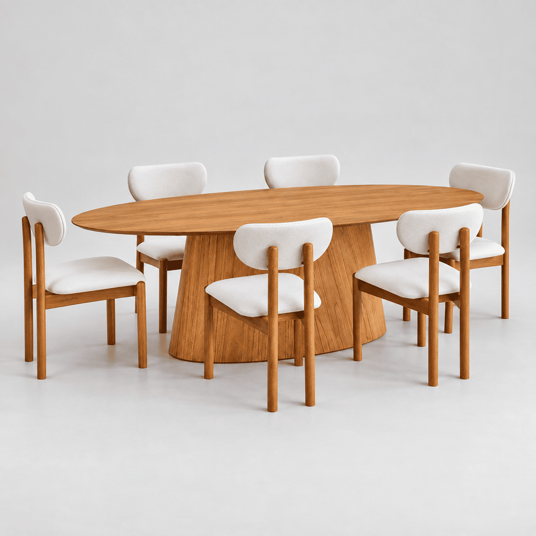 Conjunto De Jantar Mesa Oval Alana 240x120cm Com 6 Cadeiras Veneza Conjunto De Jantar Mesa Oval Alana 240x120cm Com 6 Cadeiras Veneza