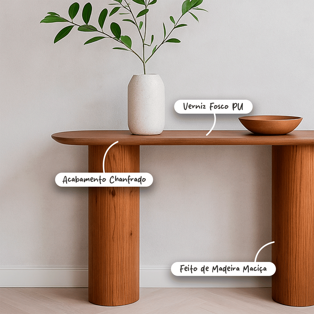 Aparador Luna em Madeira Laminada com Base Cilíndrica Design Moderno Aparador Luna em Madeira Laminada com Base Cilíndrica Design Moderno