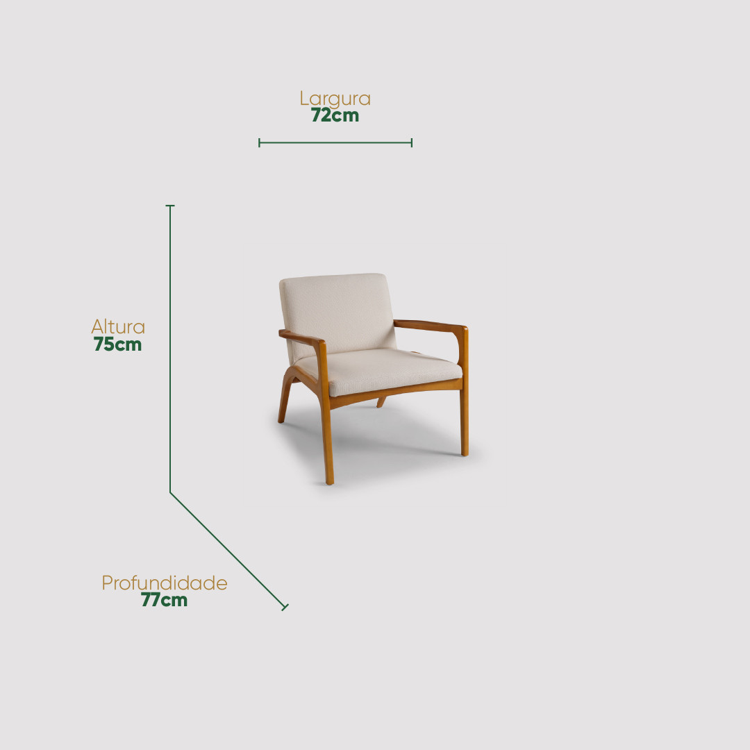 Poltrona de Madeira Maciça Estofada Brioni Poltrona de Madeira Maciça Estofada Brioni