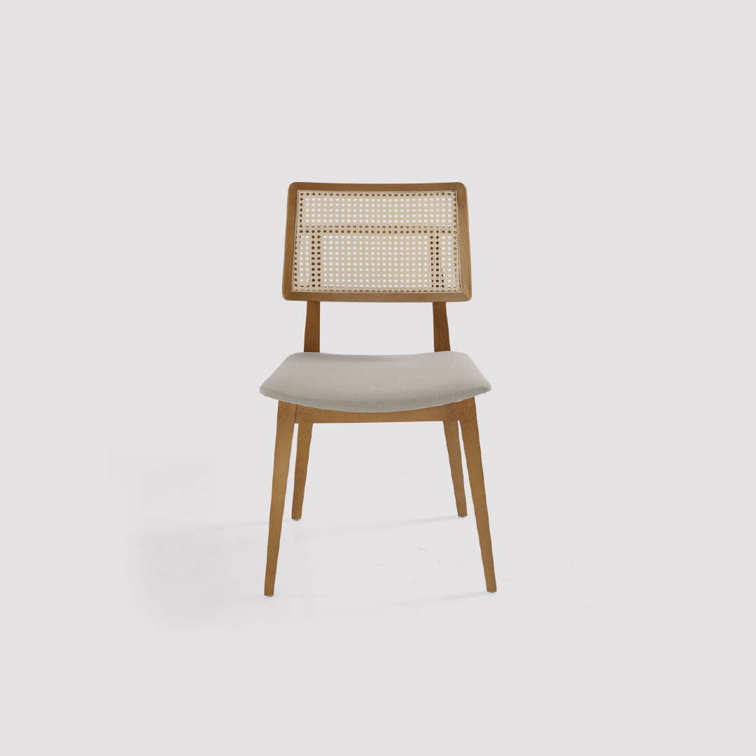 Cadeira de Jantar Bellagio em Madeira Maciça com Tela Natural Cadeira de Jantar Bellagio em Madeira Maciça com Tela Natural