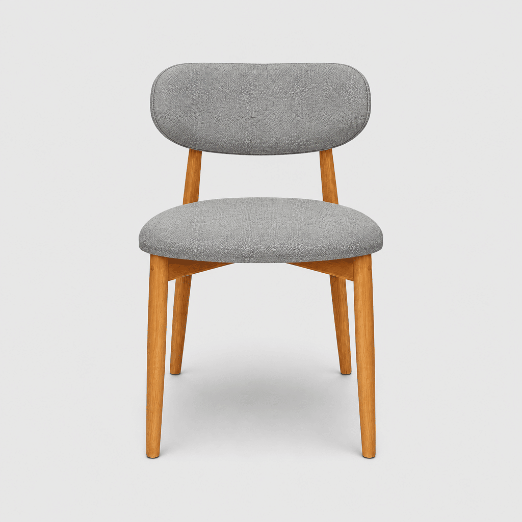 Cadeira Porto Estofada Linho Cinza em Madeira Maciça cor Mel com Design Minimalista Cadeira Porto Estofada Linho Cinza em Madeira Maciça cor Mel com Design Minimalista
