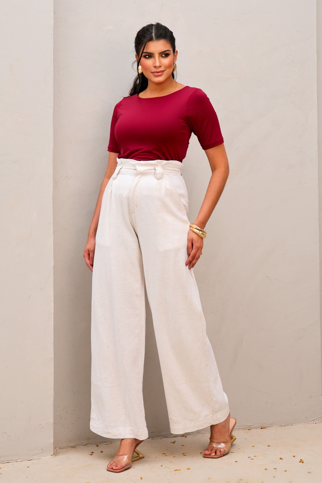 T-SHIRT POLIAMIDA MANGA 3/4 - BORDÔ