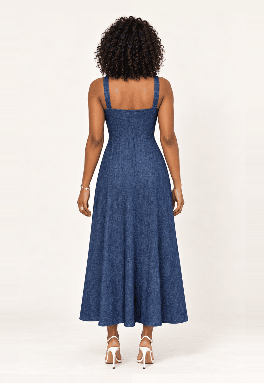 VESTIDO DECOTE QUADRADO ALÇA LARGA - ESTAMPA JEANS VESTIDO DECOTE QUADRADO ALÇA LARGA - ESTAMPA JEANS