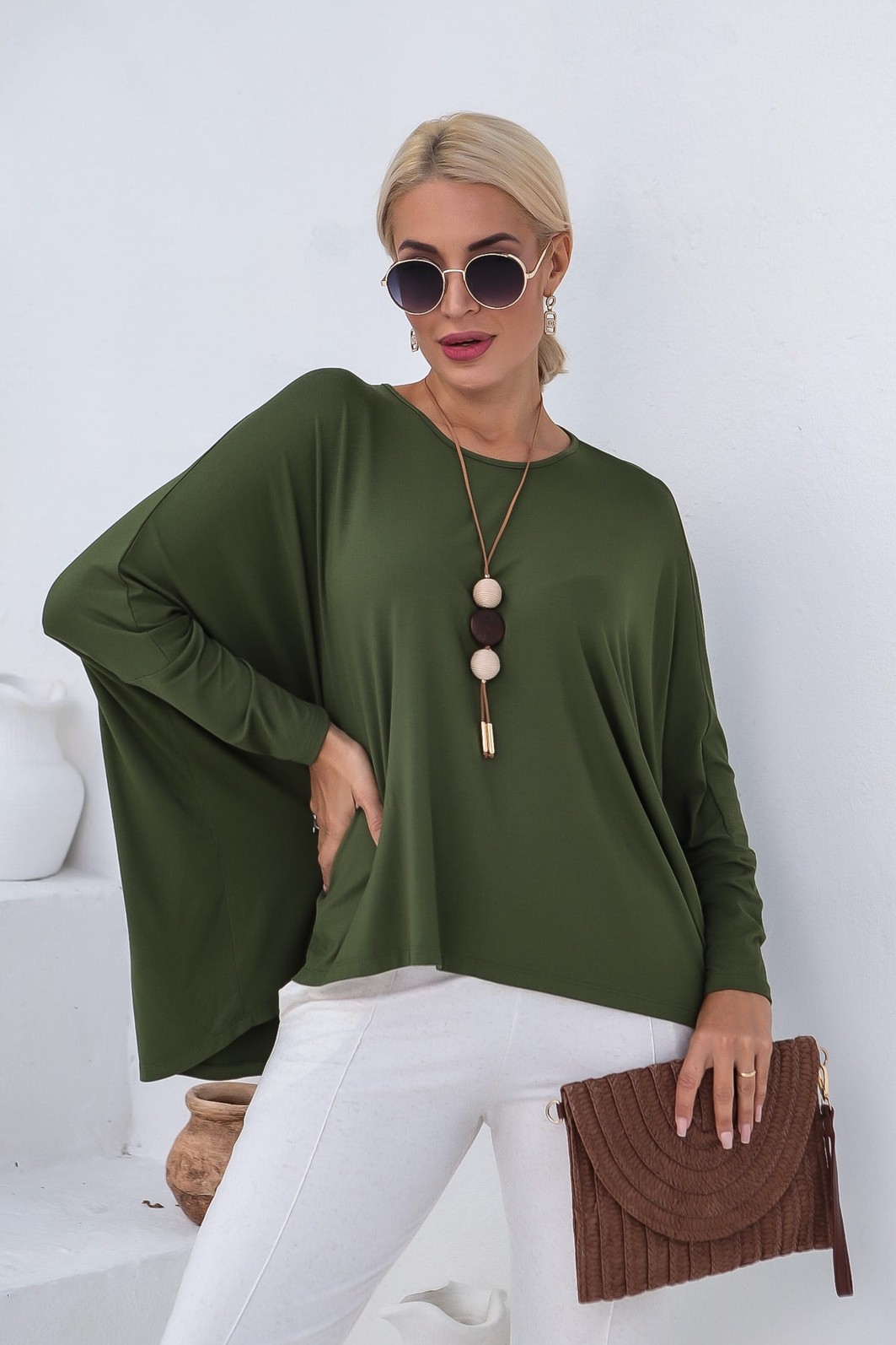 BLUSA MORCEGO MANGA LONGA - VERDE OLIVA BLUSA MORCEGO MANGA LONGA - VERDE OLIVA