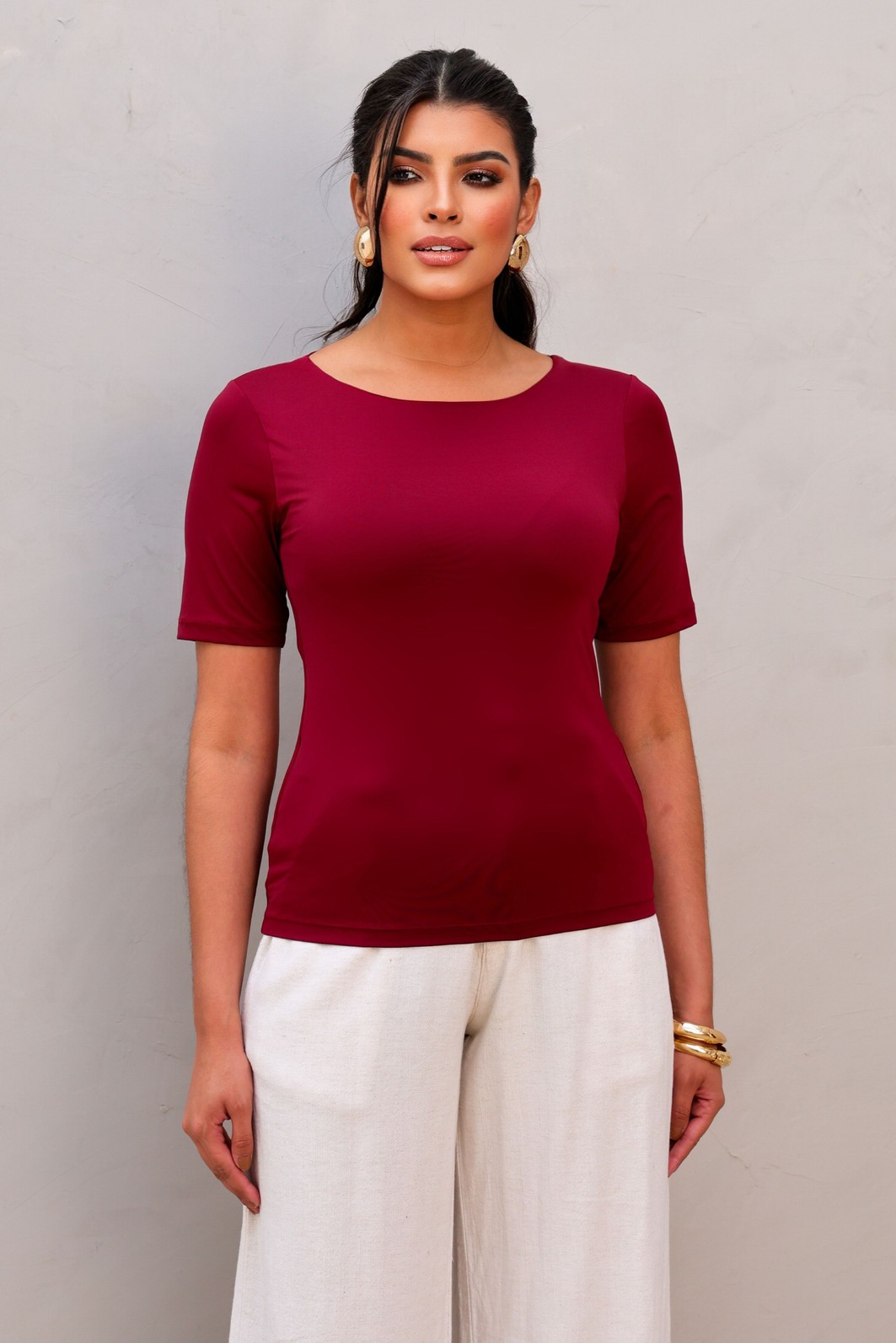 T-SHIRT POLIAMIDA MANGA 3/4 - BORDÔ