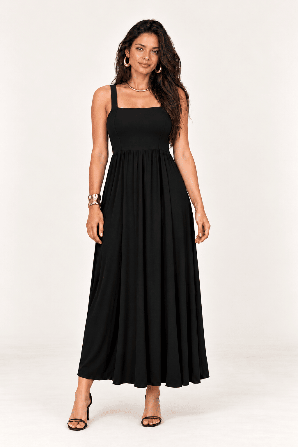 VESTIDO DECOTE QUADRADO ALÇA LARGA - PRETO VESTIDO DECOTE QUADRADO ALÇA LARGA - PRETO