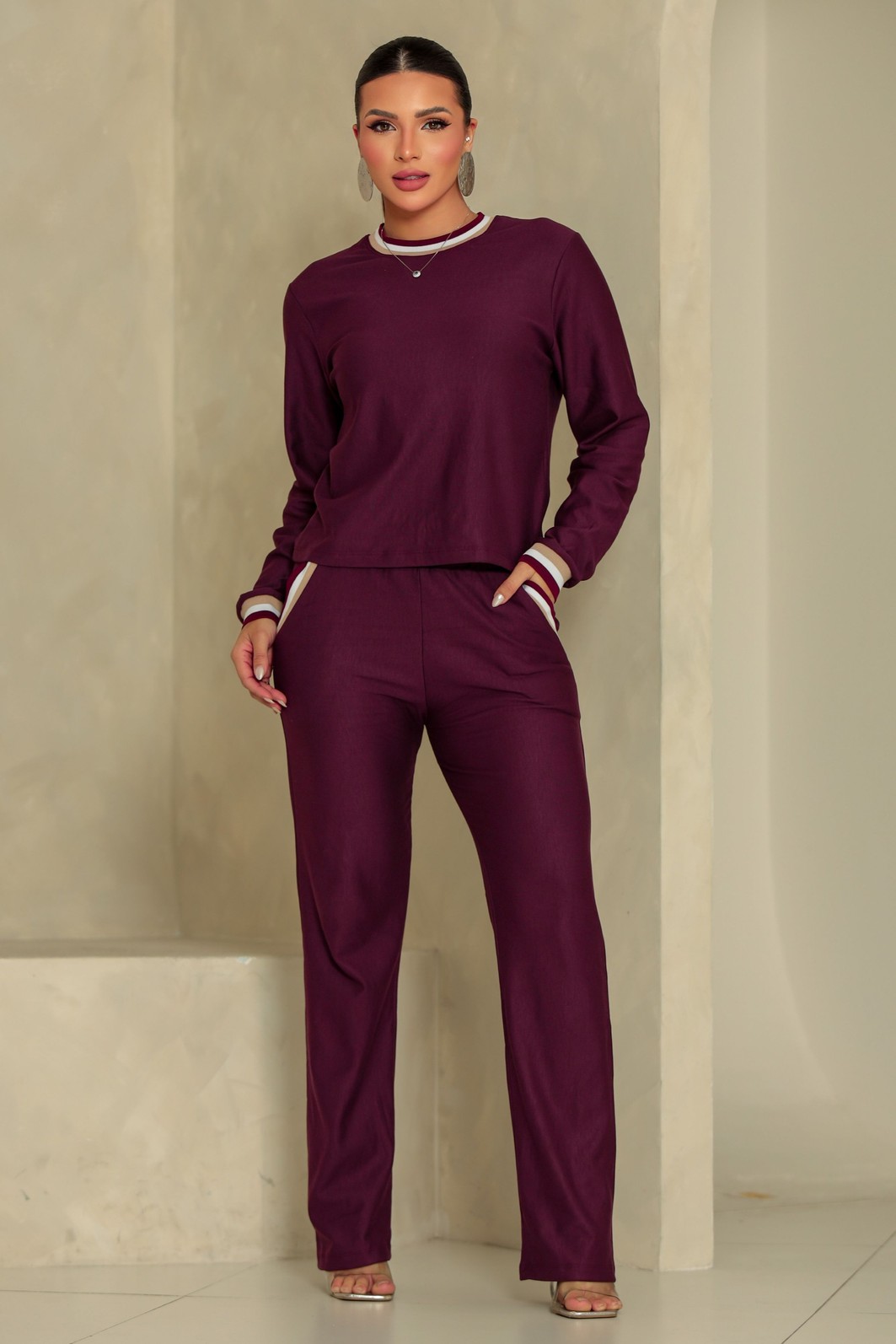 CONJUNTO MOLETINHO COM RIBANA - BORDÔ CONJUNTO MOLETINHO COM RIBANA - BORDÔ