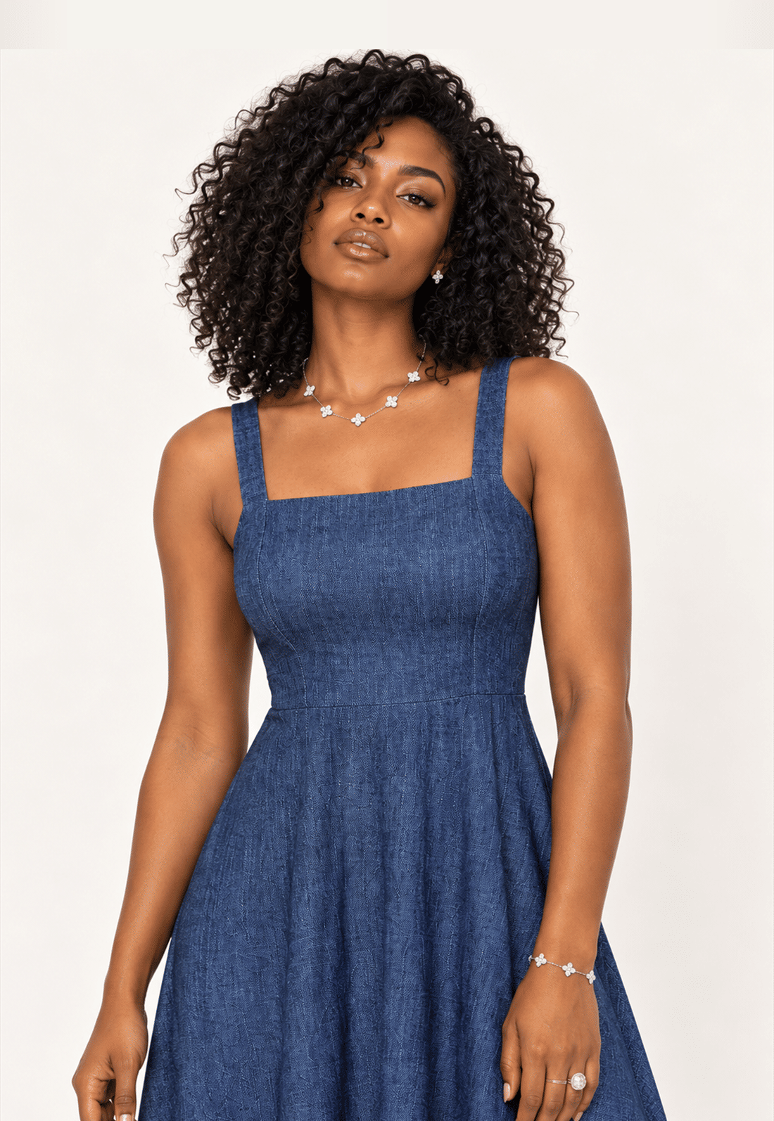 VESTIDO DECOTE QUADRADO ALÇA LARGA - ESTAMPA JEANS VESTIDO DECOTE QUADRADO ALÇA LARGA - ESTAMPA JEANS