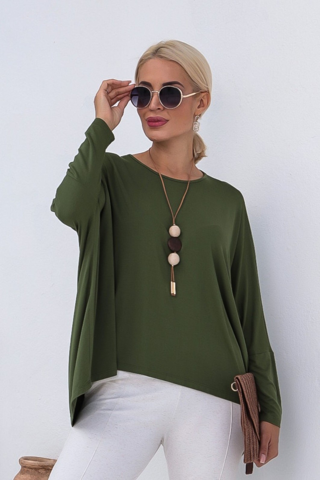 BLUSA MORCEGO MANGA LONGA - VERDE OLIVA BLUSA MORCEGO MANGA LONGA - VERDE OLIVA