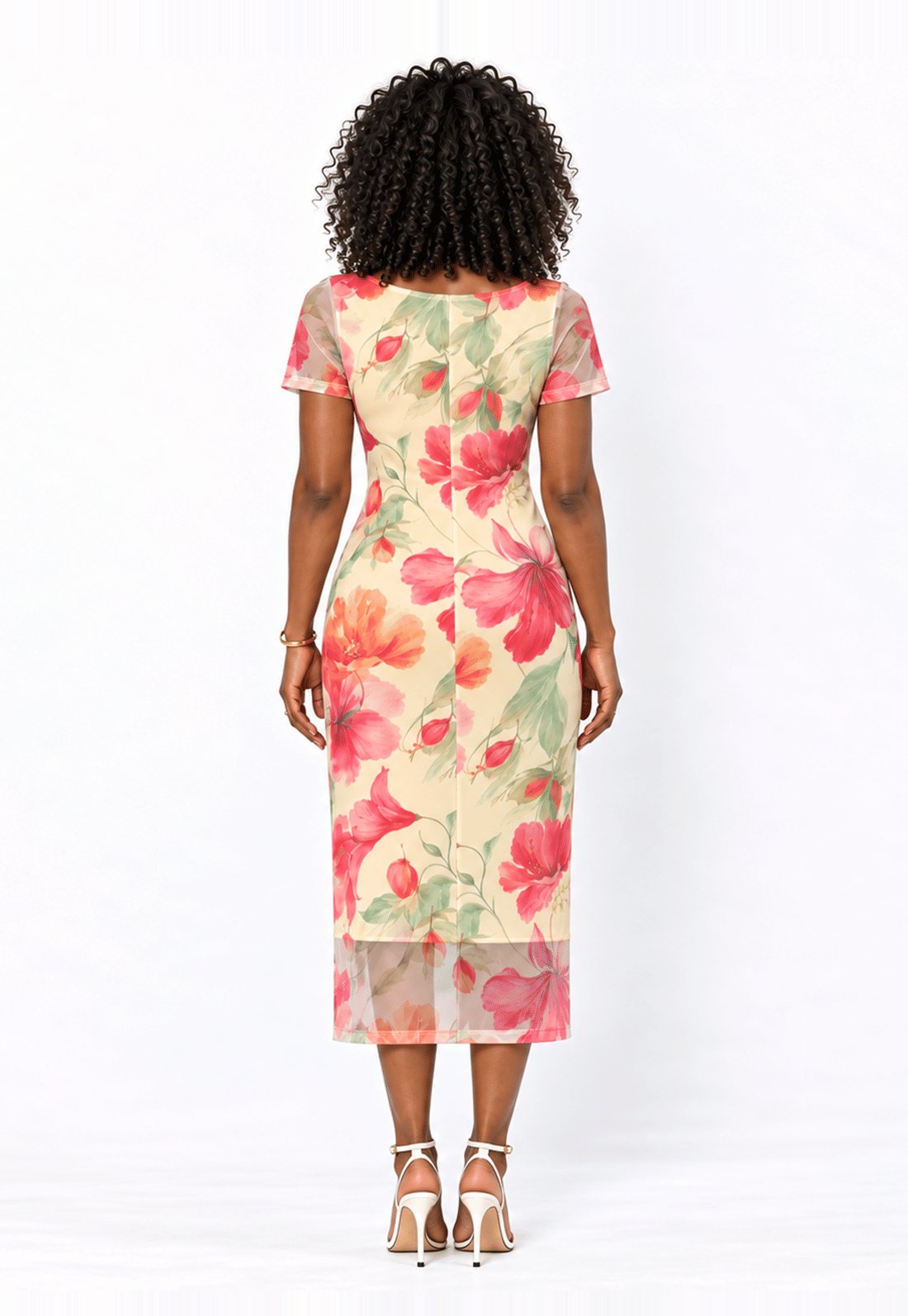 VESTIDO MIDI TULE MANGA CURTA – ESTAMPA FLORAL VESTIDO MIDI TULE MANGA CURTA – ESTAMPA FLORAL