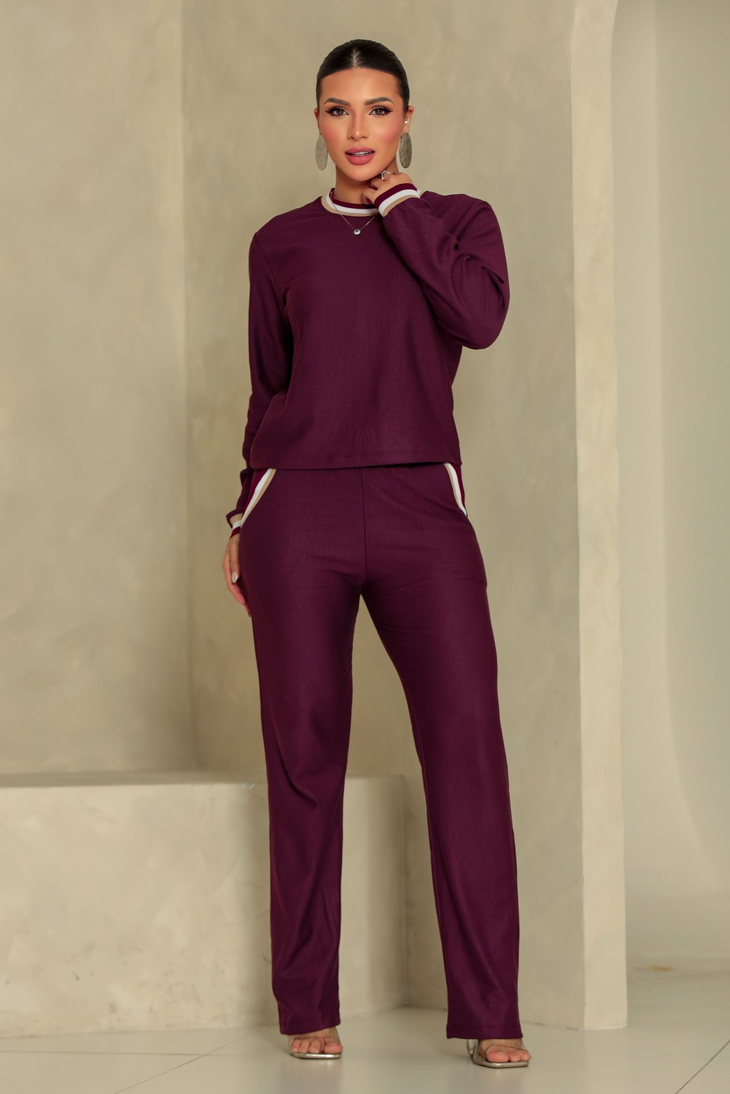 CONJUNTO MOLETINHO COM RIBANA - BORDÔ CONJUNTO MOLETINHO COM RIBANA - BORDÔ