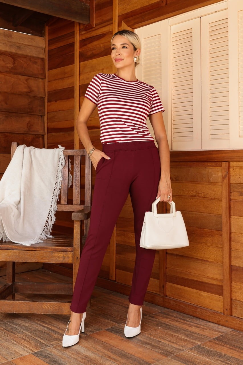 T-SHIRT VISCOLYCRA PREMIUM - LISTRADA BORDÔ T-SHIRT VISCOLYCRA PREMIUM - LISTRADA BORDÔ